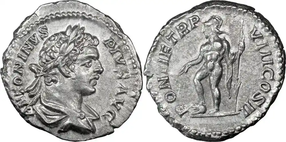 Ancient Roman 205 n. Chr. Caracalla. Denarius | Top-Qualität