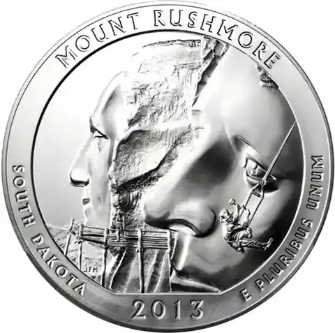 5 Unzen Silber 2013 – Mount Rushmore – South Dakota – USA 25 Cent - Verfügbar
