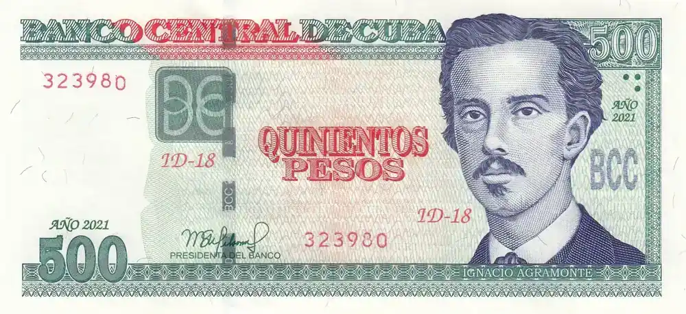Aktionspreis | Kuba 500 Pesos – Ignacio Agramonte- 2021 – Serial LD I / ST