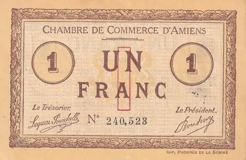 Frankreich 1 Franc – Chamber of Commerce – Amiens – 1915 | Extra-Rabatt