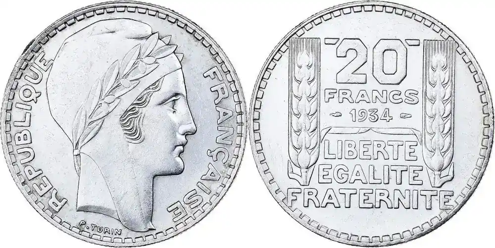Frankreich 20 Francs Turin – 1934 Silver III / SS+ | Hochwertig