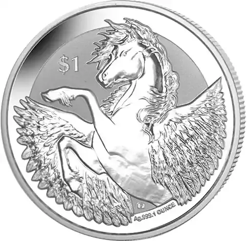 Neu verfügbar | 1 Unze Silbermünze Virgin Islands Pegasus 2018 – Reverse Frosted