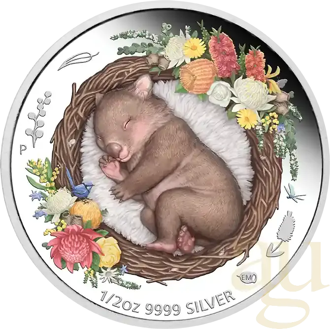 1/2 Unze Silbermünze Australien Dreaming Down Under – Wombat 2021 – proof color | Preiswert