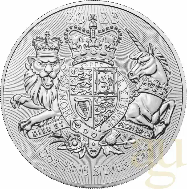 Sale | 10 Unzen Silbermünze Großbritannien Royal Arms 2023