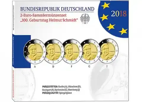 Sonderaktion | Deutschland 5 x 2 Euro 2018 Polierte Platte – Helmut Schmidt im Folder