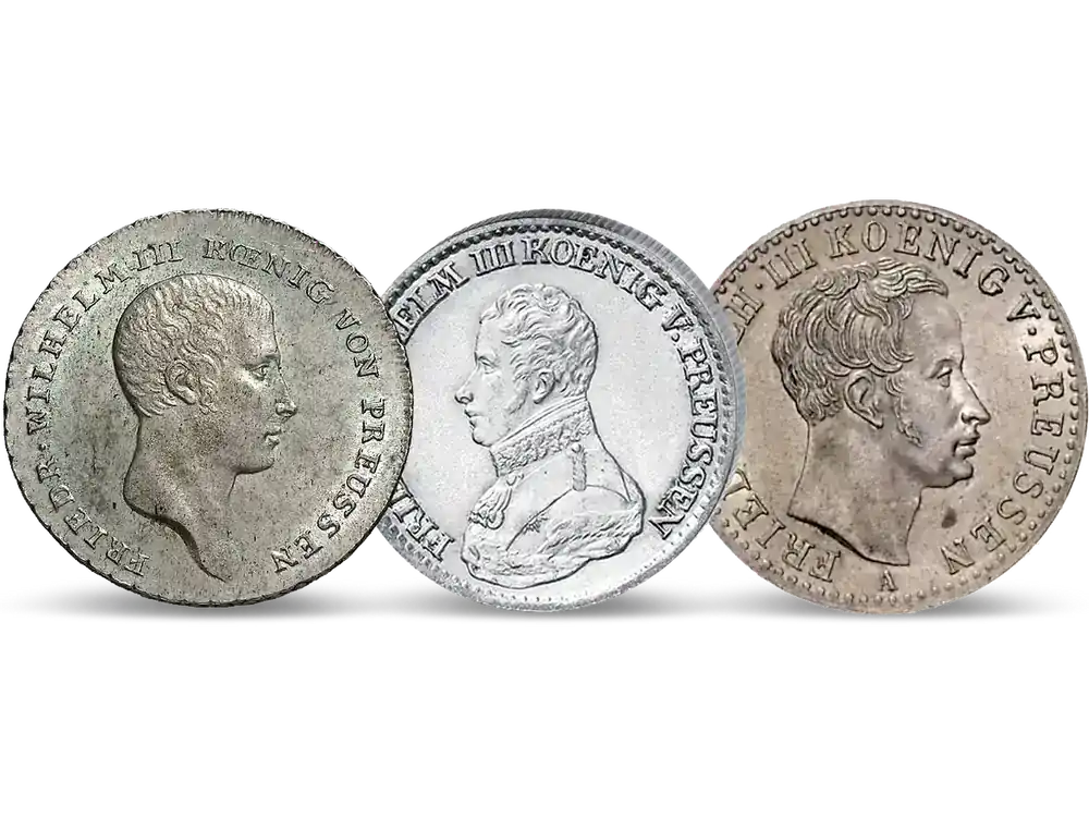 Verfügbar - 3er-Set Preußen 1/6 Taler 1809-1840 Friedrich Wilhelm III.