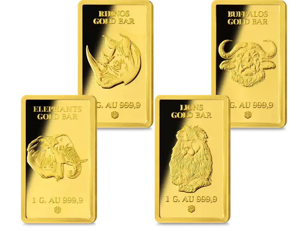 Topseller - Goldbarren-Satz „Big Five“ Afrikas