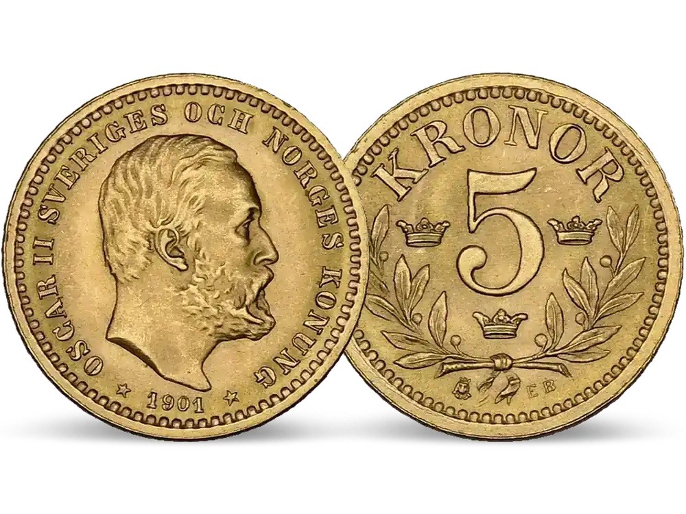 Schweden 5 Kronen 1881-1901 Oskar II. | Hochwertig