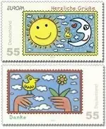 Schnäppchen - Bund, Michel Nr. 2662-2663 postfrisch – James Rizzi Herzliche Grüße / Danke
