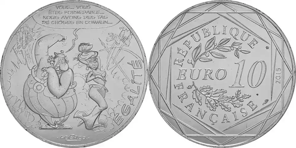 Frankreich 2015 10 Euro Egalité BAFFES Le devin. Ausgabe 2 bfr | Premium
