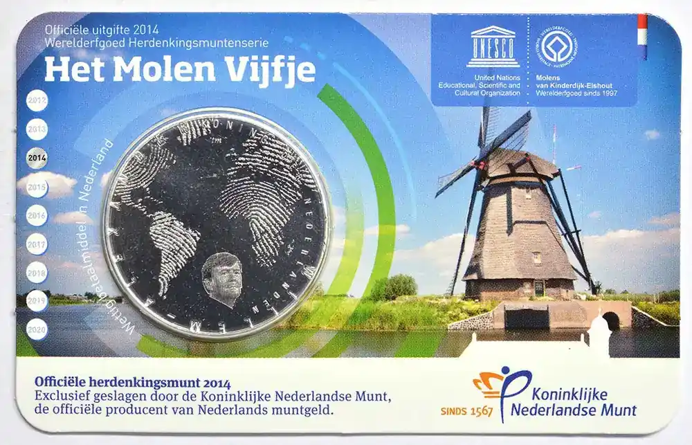 Niederlande 2014 5 Euro Windmühlen von Kinderdijk bfr | Online bestellen