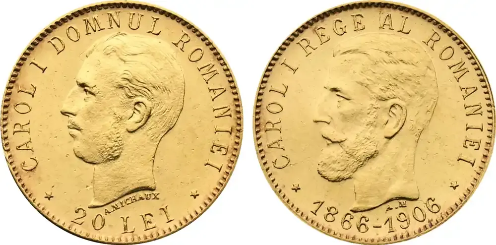 Romania 20 Lei 1906 Carol I, Bucharest mint AU/UNC | Preisnachlass