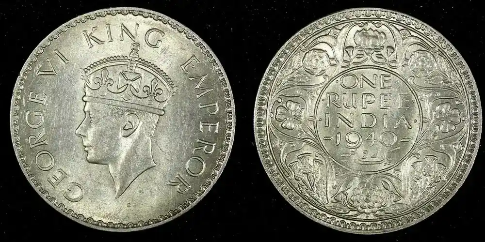 Rupee India-British George VI Silver 1940 (B) Mint Luster KM 556 (27 320) Uncertified | Endet bald