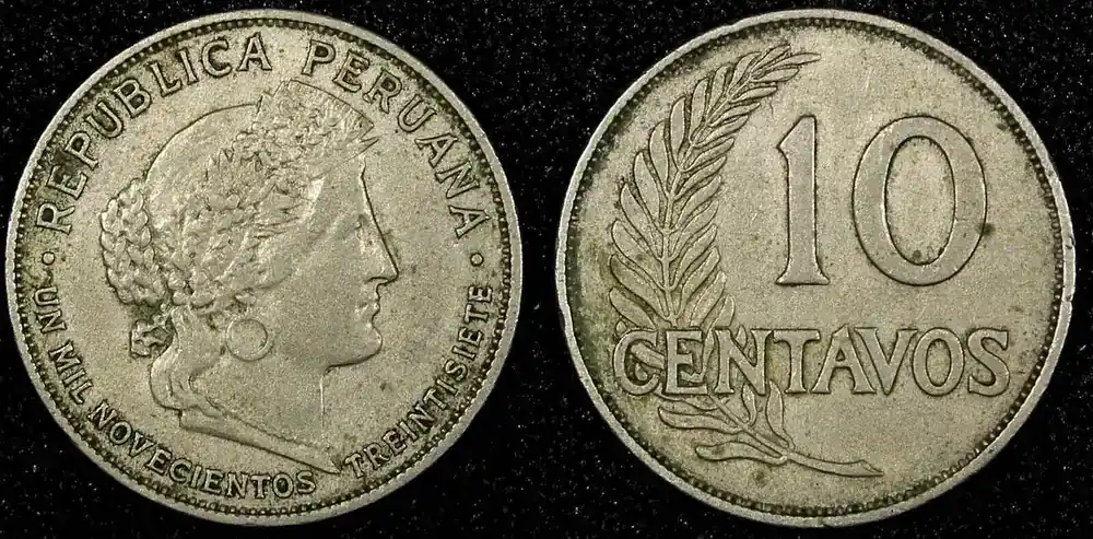 Expresslieferung | 10 Centavos PERU Copper-Nickel 1937 KM 214.2 (25 022) Uncertified