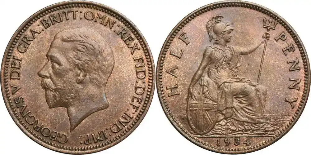 Great Britain 1/2 Penny 1934 George V Fast St - Sonderaktion