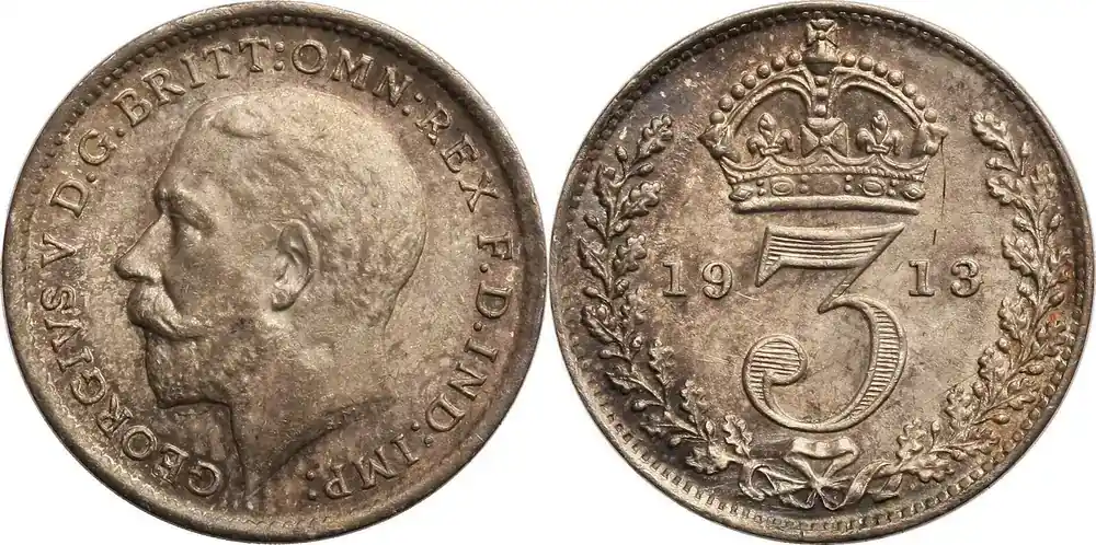 Great Britain 3 Pence 1913 George V Fast St - Top-Angebot