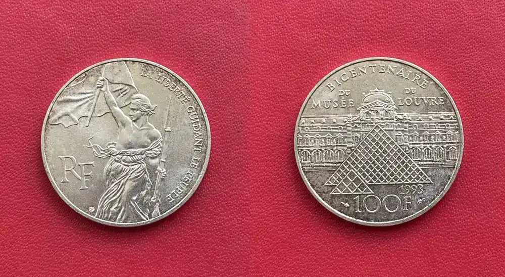 100 francs en argent 1993 bicentenaire du musée du Louvre | Sale